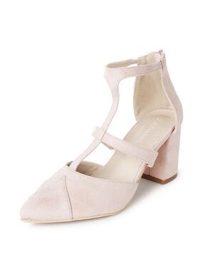 J Adams Pale Pink T-Strap Block Heel Pumps